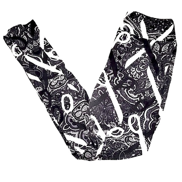 LULAROE Black and White Scissor Print Leggings - Picture 4 of 5